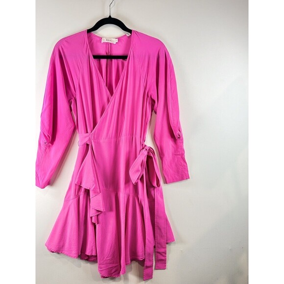 A.L.C. Womens Dress Pink Mini Enzo Silk Wrap Surplice V Neck Designer Size 6 - Picture 6 of 11